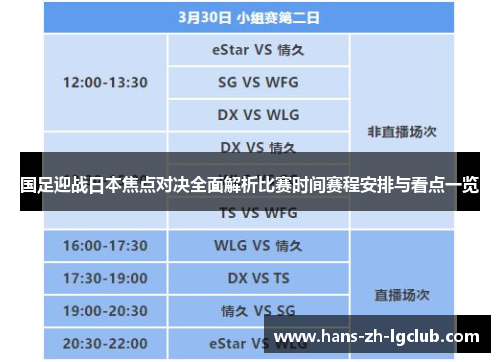 国足迎战日本焦点对决全面解析比赛时间赛程安排与看点一览